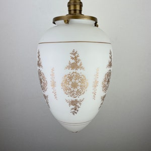 フランス　VIANNE　ビンテージ エッチング　ガラスシェード　 ペンダント照明 ヴィンテージ Vianne社エッチングガラスシェードのペンダント