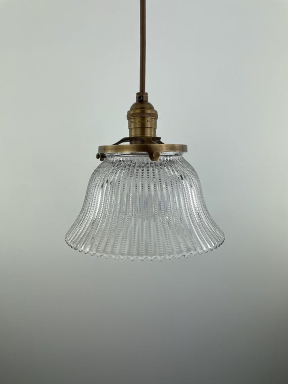 Vintage Art Deco Holophane Pendant Lights – Zipper Glass 7 1/2