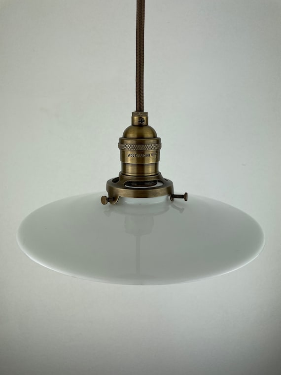 アンティーク フレンチ スタイル ミルク ガラス ディスク シェード