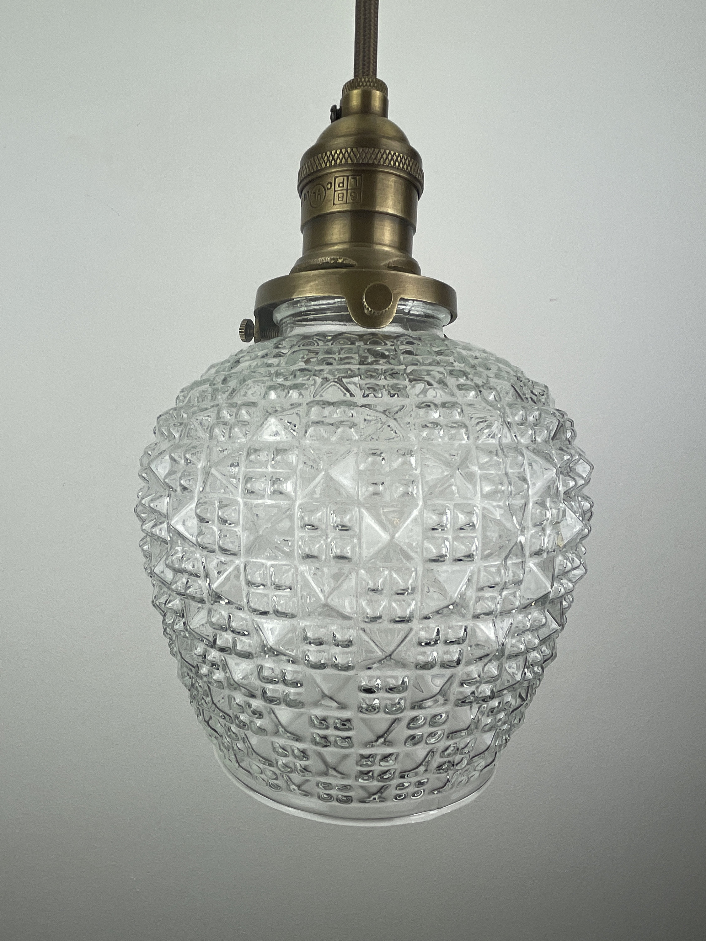 Vintage 1970 s German Cut Glass 5 Shade Now a Beautiful Pendant