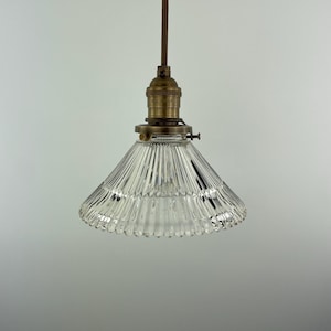 7&quot; Holophane Style Decorative Shade shown w/ Antique Brass Hardware