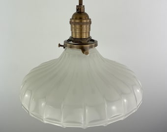 Early 1900&#39;s Translucent Milk Glass 9&quot; Shade now a beautiful Pendant Light with Black Hardware