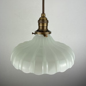 Antique 1920's Fluted Offwhite Translucent Milk Glass 8 1/4" Umbrella Style Shade - Now a beautiful Pendant Light