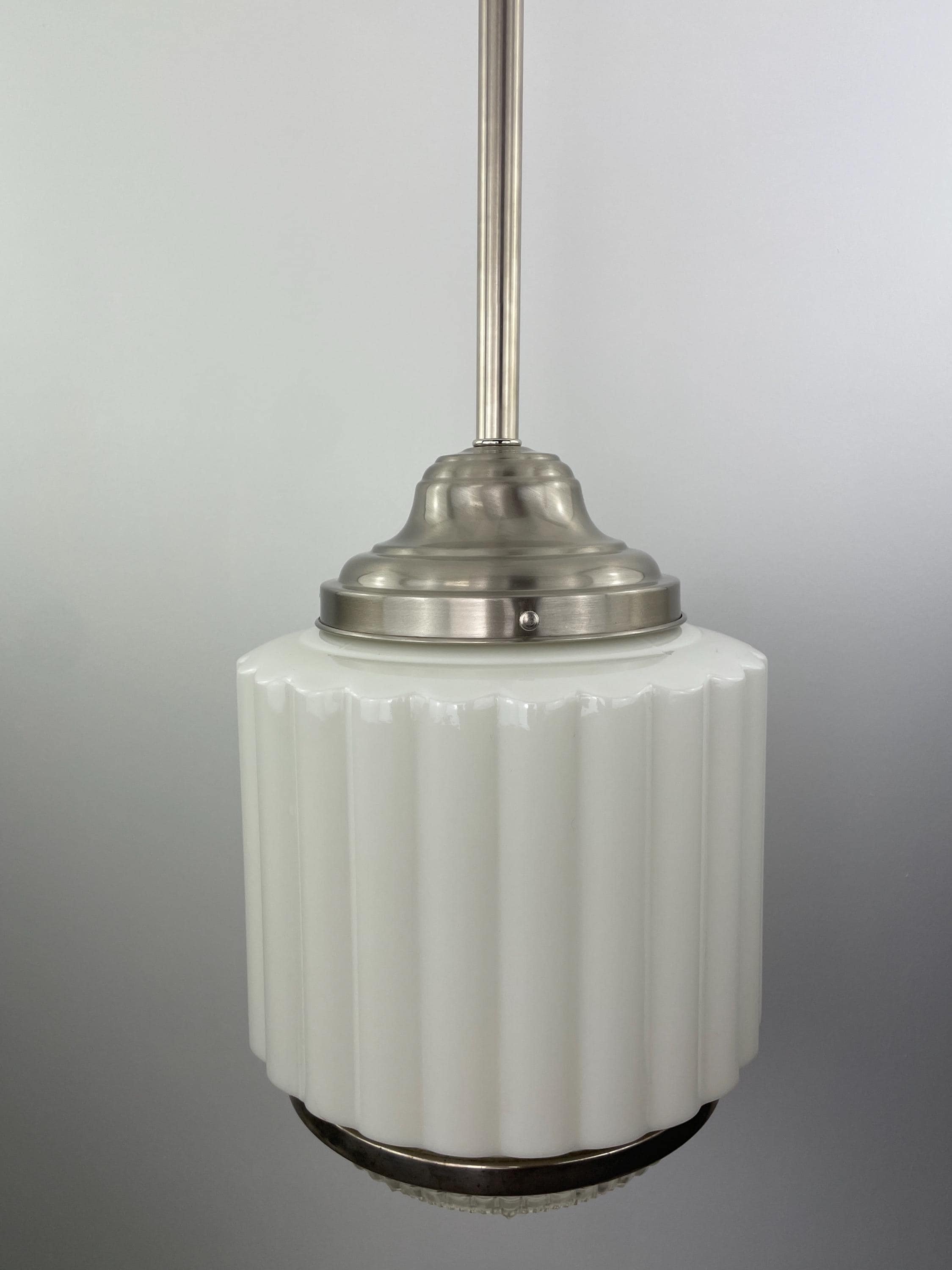1930年代 アール・デコ ミルクガラス 電気傘 電傘 シェード ガラスシェード アールデコの乳白電傘 和ガラス 昭和レトロ