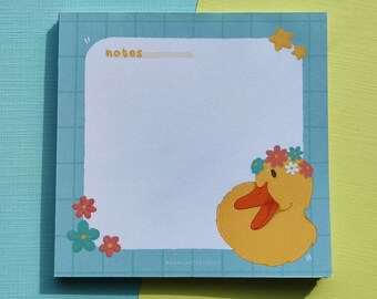 Kawaii Duck Memo Pad, Bloc de notas hecho a mano, Notas, Pato Memopad, Papelería de notas lindas