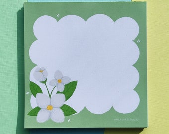 Cute Flowers Memo Pad, Handmade memopad, Notes, Memopad flowers, Cute Notes Stationery