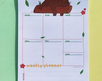 Cute Little Bear Weekly Planner Note Pad, Handmade Notepad Notebook, Notepad Cute Bears, Cute Notes Stationery