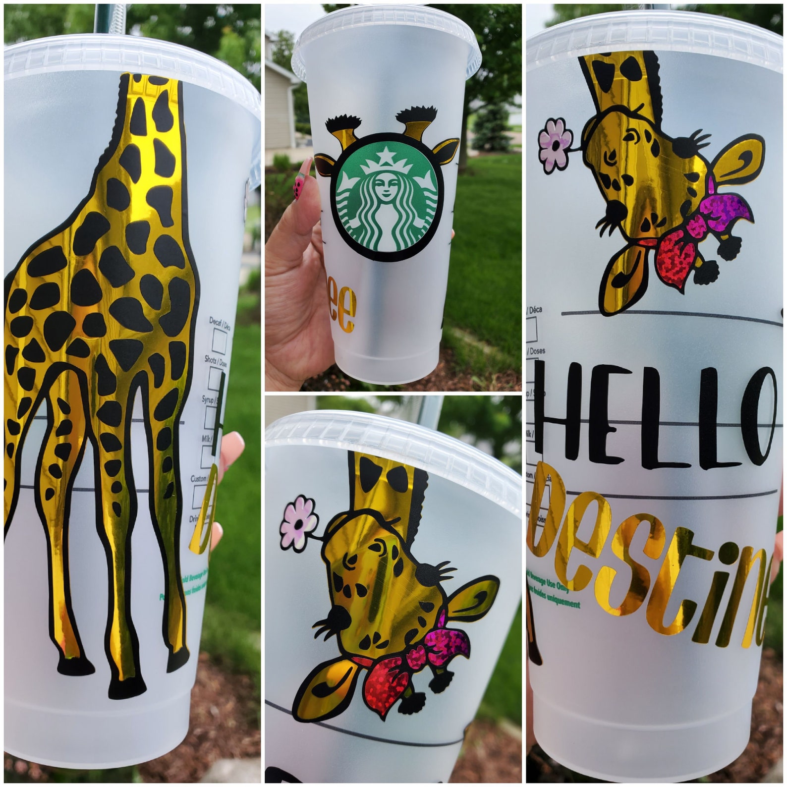 Cute Giraffe Starbucks Tumbler Starbucks Cute Giraffe Etsy