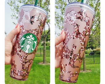 Cheetah Personalize Glitter Starbucks Snow Globe Tumbler, Starbucks Glitter Tumbler, Snow Globe Tumbler, Glitter Tumbler Starbucks Snowglobe