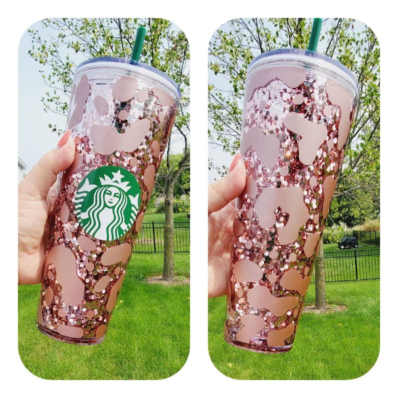 Cheetah Personalize Glitter Starbucks Snow Globe Tumbler, Starbucks Glitter Tumbler, Snow Globe Tumbler, Glitter Tumbler Starbucks Snowglobe 