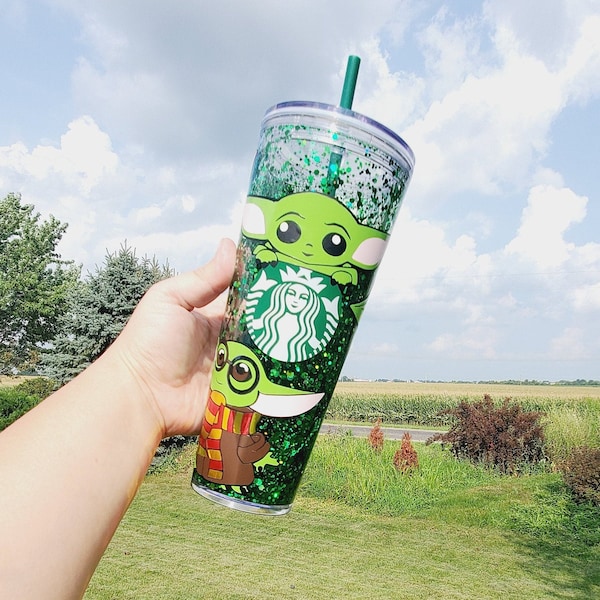 Baby Yoda Starbucks Snowglobe Tumbler | Star Wars Snowglobe Tumbler | Baby Yoda Cup | Starbucks Snow Globe | Starbucks Tumbler