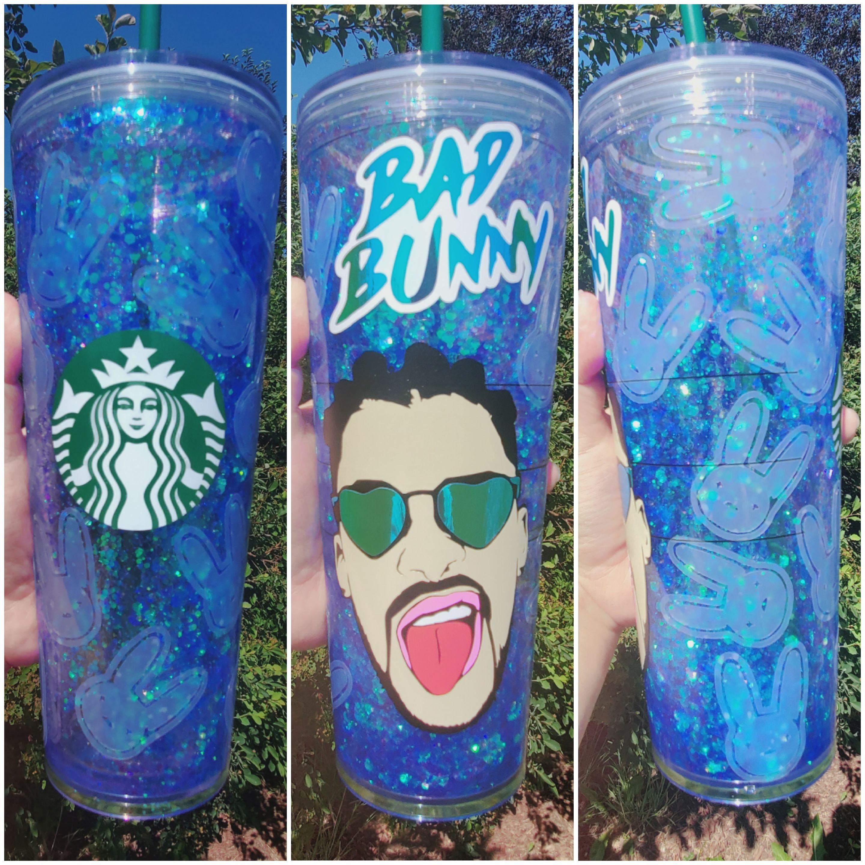 Badbunny Starbucks Snowglobe Tumbler Snowglobe Starbucks Etsy