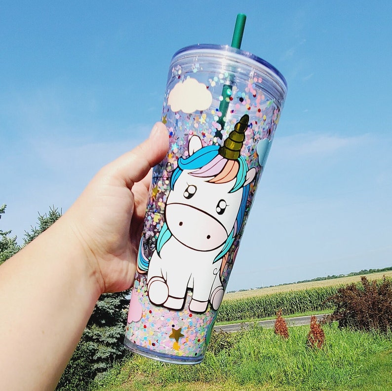 Rainbow & Unicorns Snowglobe Starbucks Tumbler Unicorn Etsy