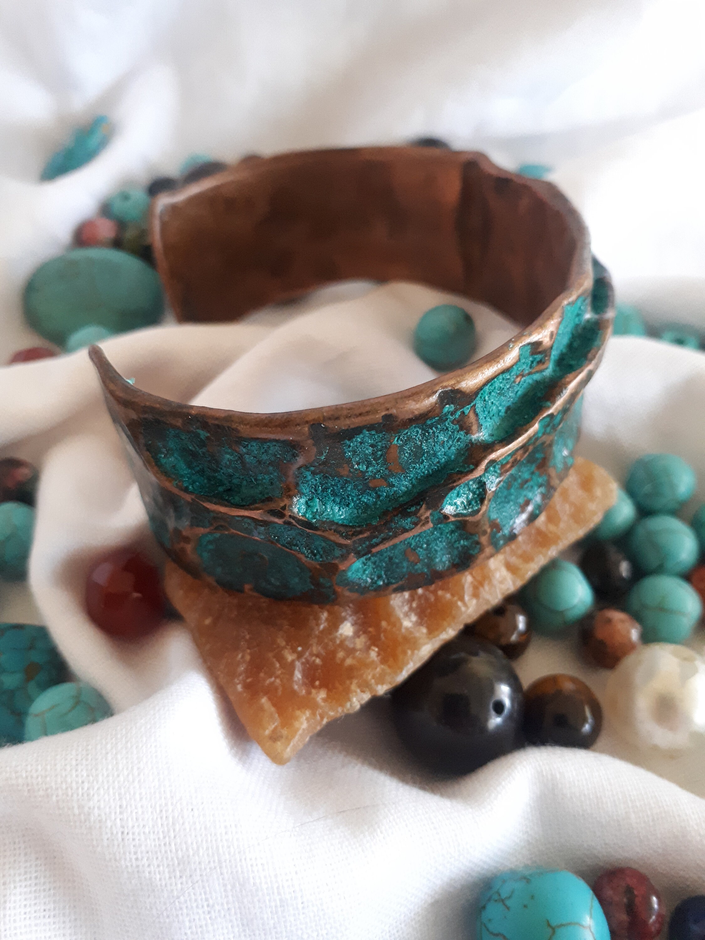 Antique Copper Bracelet Handmade Cuff Adjustable Turquoise Etsy