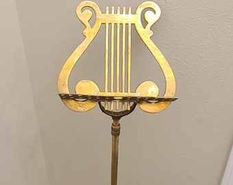 Vintage Adjustable Brass Harp Music Stand-Book Stand-Music Holder-Lyre-Classical-Music Lover-Music Room-Instrument-Sheet Music Holder