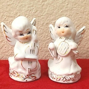 2 Vintage 1950&#39;s Angel Figurines-Christmas Decor-Angel Decor-Vintage Christmas-Retro Christmas-Christmas Table-Miniature Angels