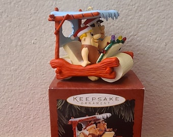 RARE 1994 Hallmark Flintstones Christmas Ornament-Keepsake Ornament-Fred-Barney-Christmas Decor-Vintage Christmas-Hannah Barbera-Cartoon