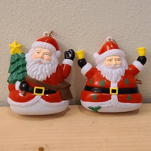 Vintage Blow Mold Santa Light Ornaments-Vintage Christmas-Christmas Decor-Retro Christmas-Kitschy Christmas-Santa Decor