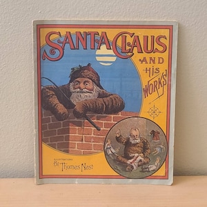 Vintage Santa Claus & HIs Works Book-Vintage Christmas-Children&#39;s Book-Christmas Decor Shabby Chic-Vintage Book-Christmas Ephemera