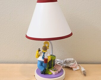 RARE 2002 Homer Simpson Lamp & Shade-The Simpsons-Table Lamp-Accent Lamp-Nightlight-Desk Lamp-Man Cave-Kids Room-Donut-Vintage Simpsons