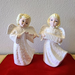 Vintage Hand Painted Angel Figurines-Vintage Christmas-Angel Decor-Vintage Angel-Mid Century Modern Christmas