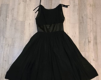 Robe de cocktail Fit & Flare des années 1950 -Taille Botice plissée-Doublée de satin-Jupe complète-Robe de fête-Robe vintage-Robe de soirée-Rockabilly-