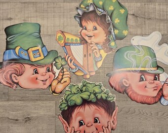 4pc 1979 RARE Beistle Leprechaun Die Cut-St Patrick's Day-St Patrick's Decor-Vintage St Patrick's-Irish-Shamrock-Lucky-Elf-Wall Decor-Party