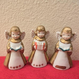 3 Vintage Christmas Angel Figurines-Vintage Christmas-Candle-Lefton Style-Napco Style-Mid Century Modern-Angel Decor