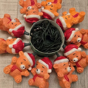 NEW Vintage Blow Teddy Bear Santa Mold Christmas Tree String Light Set-Christmas Decor-Vintage Christmas-Christmas Kitsch-Retro Christmas