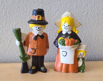 2 Vintage 1980's Thanksgiving Pilgrim Candles-Thanksgiving Decor-Vintage Thanksgiving-Thanksgiving Table-Vintage Candles