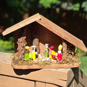 Vintage Wooden Ornament Nativity Scene-Erzgebirge Style-Vintage Christmas-Jesus-Christmas Decor-Mid Century Modern-Folk Art-Primitive-Creche