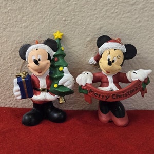 2 Vintage Disney Mickey Mouse & Minnie Mouse Ornaments-Christmas Ornaments-Vintage Disney-Disney Ornaments-Vintage Ornaments-Christmas Tree