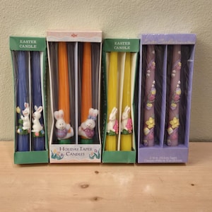 1990&#39;s Bunny & Floral Easter Taper Novelty Candles-Easter Bunny Candles-Vintage Easter-Easter Table-Easter Centerpiece-Easter Decor