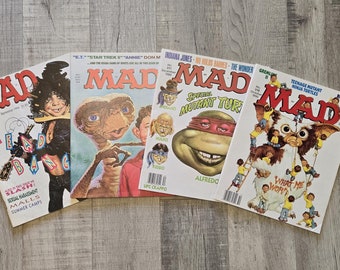 Mad Magazines des années 1980-1990-Bande dessinée-ET-Gremlins-TNMT-Guns n' Roses-Slash-Teenage Mutant Ninja Turtles-Humour-Ephemera-Scrapbook-Bandes dessinées