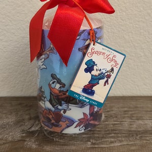 1990&#39;s Disney Store &quot;Season of Song&quot; Pillar Candle-Vintage Disney-Mickey Mouse-Disney Collectible-Christmas-Vintage Candle-Donald Duck