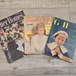 1950&#39;s Good Housekeeping Better Homes & Gardens and Family Circle Magazines-Advertising-Ephemera-Women&#39;s Magazine-Recipes-Fashion-Scrapbook