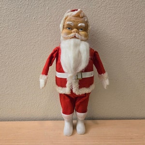 1950&#39;s Santa Rubber Face Posable Santa-MCM Christmas-Vintage Christmas-Kitschy Christmas-Christmas Decor-Vintage Santa-Creepy Santa-St Nick