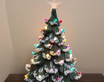 36cm Vintage Mold Ceramic Pink Flocked Super Christmas Tree Lights Up 36cm Vintage Mold Ceramic Pink Flocked Super Christmas Tree Lights Up