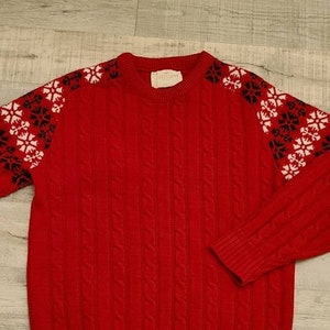 1980's Jantzen Cable Knit Snowflake Sweater-Christmas Sweater-Vintage Sweater-Ski Sweater-Preppy-Winter Sweater-Holiday Sweater