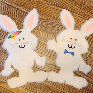 Vintage Fuzzy Easter Bunny Die Cuts-Vintage Easter-Rabbit-Easter Decor-Easter Ephemera-Easter Paper Decor