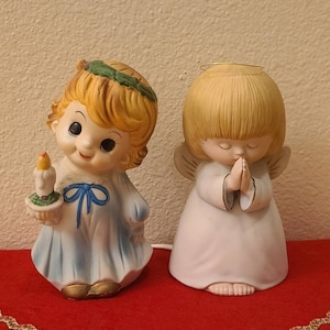 Vintage Ceramic Angel Lamps-Nightlight-Christmas Decor-Christmas Lamps-Vintage Christmas-Christmas Kitsch-Retro Christmas-Cherub-Angel Decor