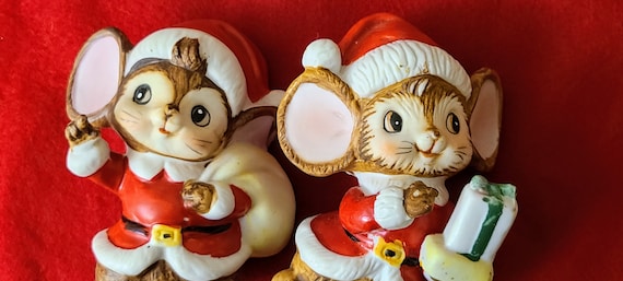 Vintage HOMCO Christmas Mice Figurines #5405-mouse-christmas