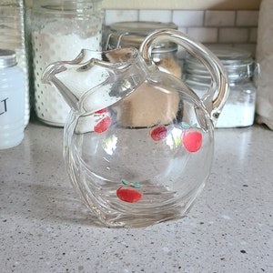 1950&#39;s Tomato Juice Pitcher-Vintage Glassware-Mid Century Modern-Farmhouse-Vintage Kitchen-Water Pitcher-Kitchen Decor