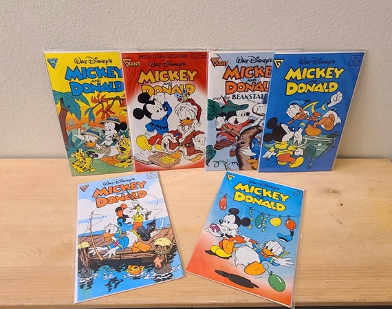 1980's 6pc Mickey and Donald Comics-vintage Comics-disney Comics