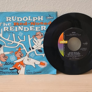 RARE 1961 Rudolph Red Nosed Reindeer Alvin & The Chipmunks Record-Christmas Decor-Vintage Christmas-Vinyl Record-Christmas Record
