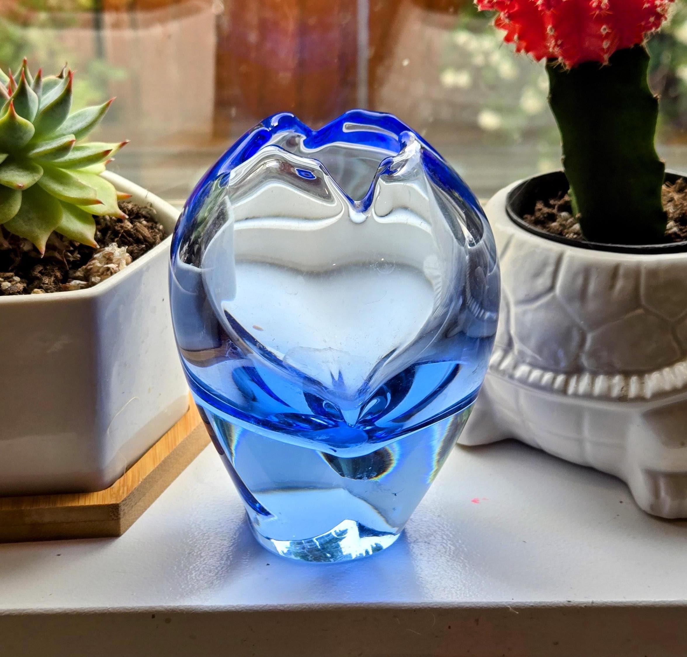 Czech Blue Glass Vase - Etsy