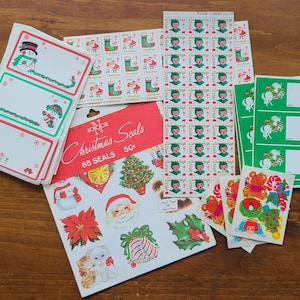 Vintage Christmas Ephemera-Scrapbook-Junk Journal-Christmas Seals-Christmas Stamps-Christmas Labels-Gummed Seals-Norcross-Dennison-Tags