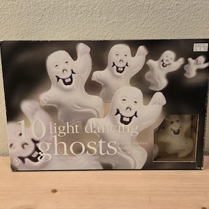 Vintage Blow Mold Ghost Skeleton Halloween String Light Set-Halloween Decor-Vintage Halloween-Retro Halloween-Halloween Lights-Window Decor