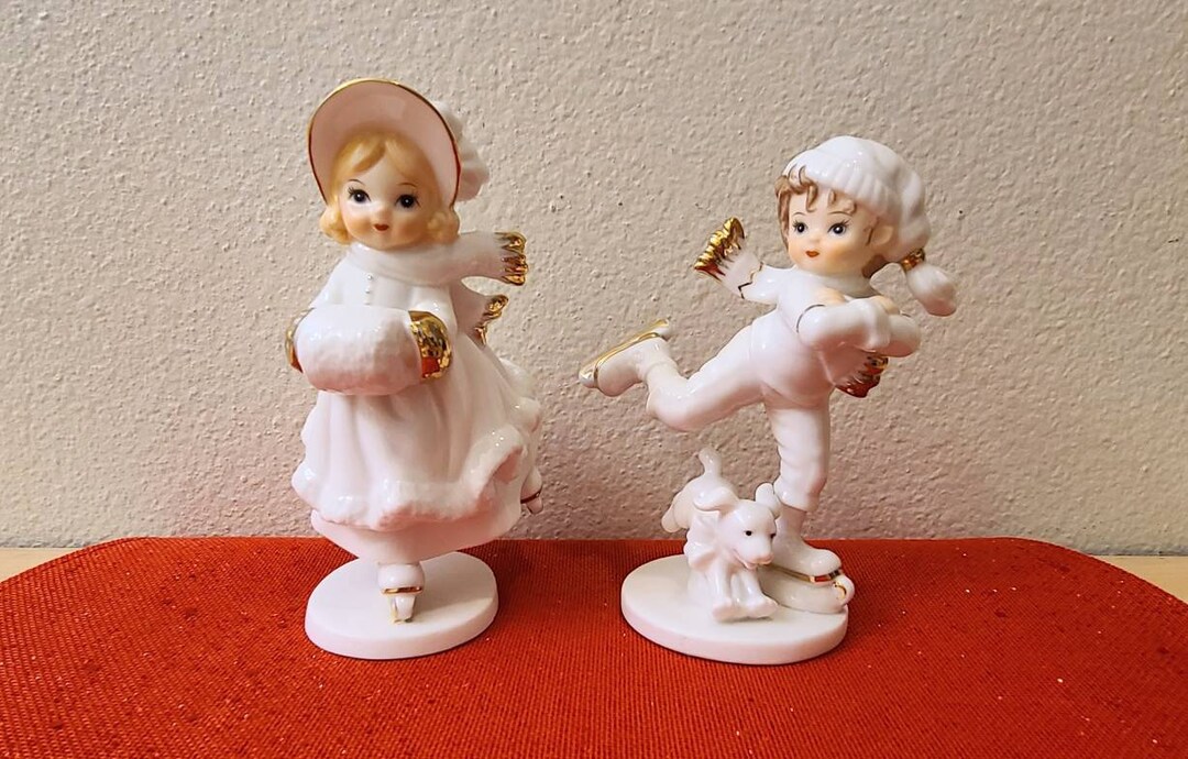 Vintage Porcelain Ice Skating Figurinesfigure Skatingvintage Etsy