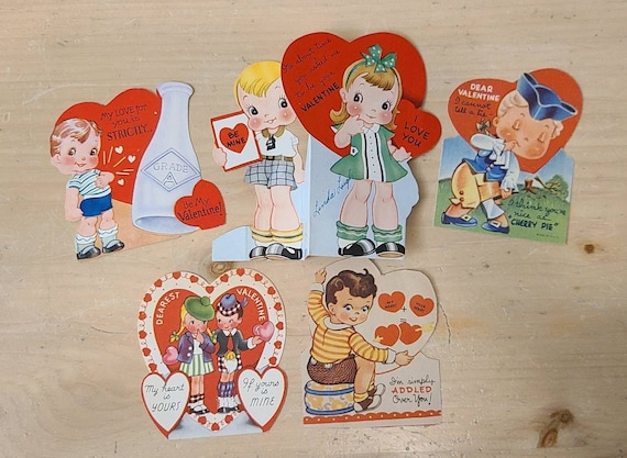 1940's Vintage Valentine's Day Cards-Valentine's Ephemera-Scrapbook-Junk Journal-Vintage Card-Valentine Decor